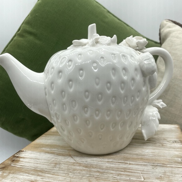 Grace’s Teaware Other - White Strawberry Teapot by Grace’s Teaware
